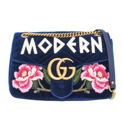 Gucci GG Marmont Flap Embroidered Matelasse Velvet Medium