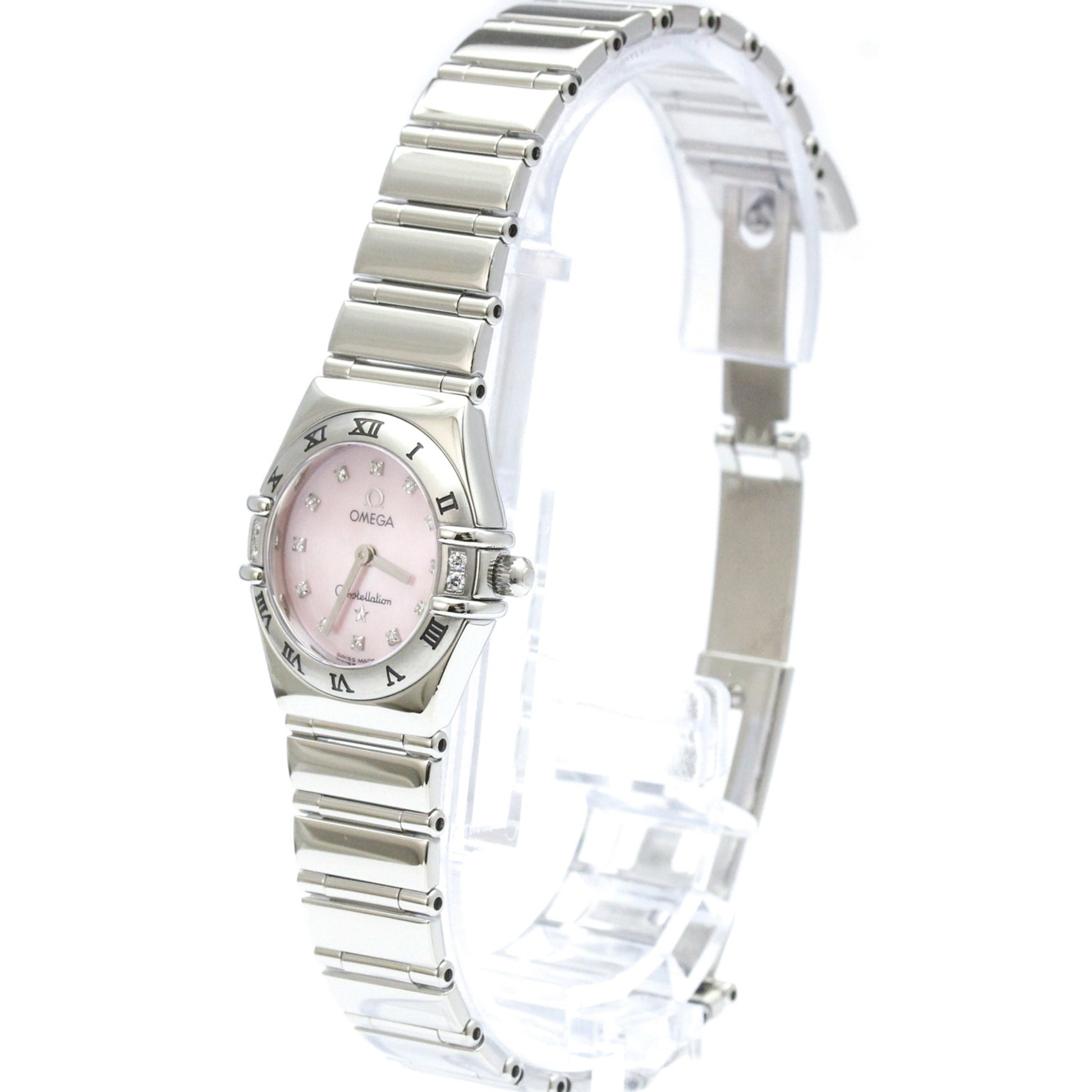 Omega Constellation Quartz Stainless Steel with Diamond Bezel and Mother of Pearl 22