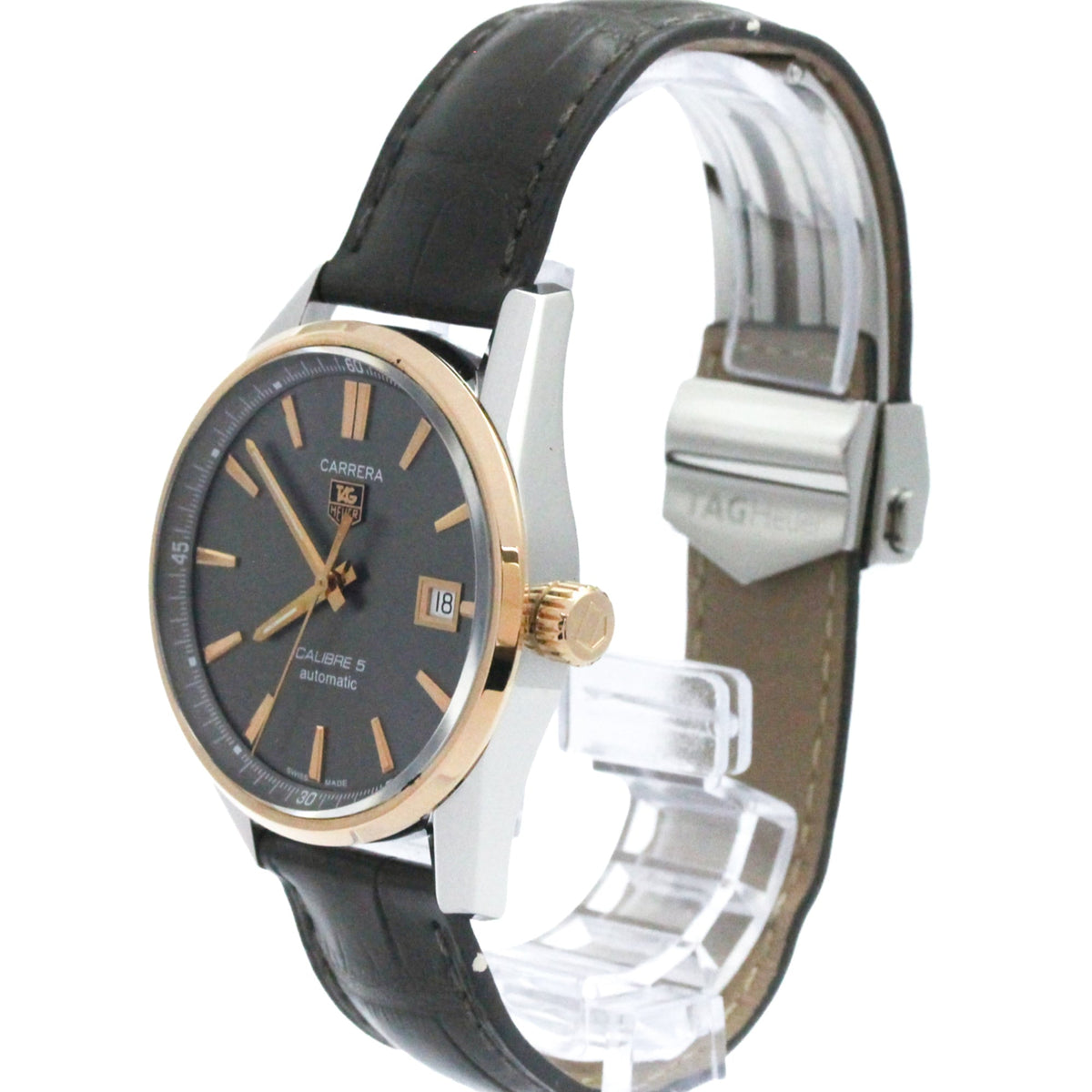 Tag Heuer Carrera Calibre 5 Automatic Stainless Steel and Yellow Gold with Alligator 39