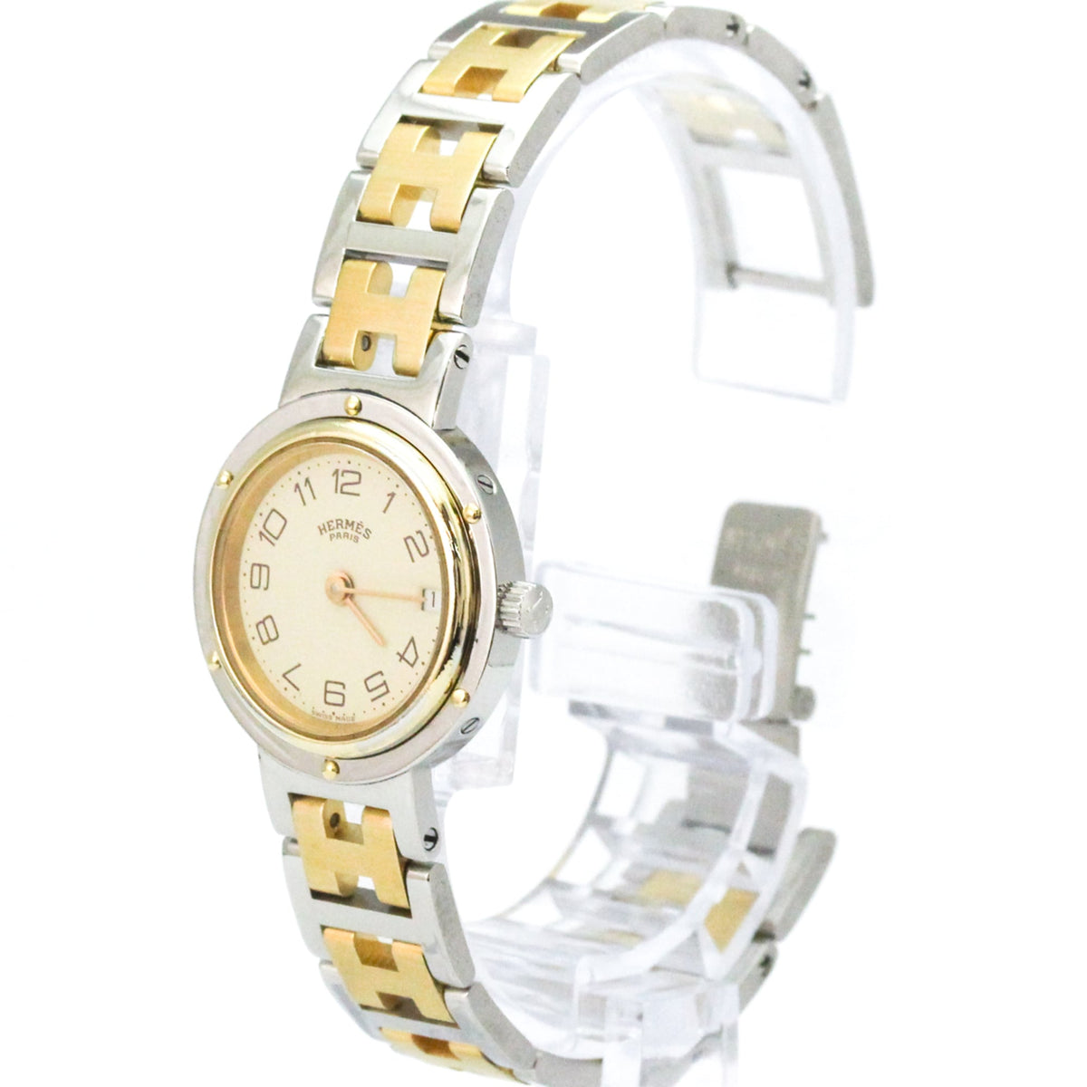 Hermes Clipper Quartz Stainless Steel and Plated Metal 36