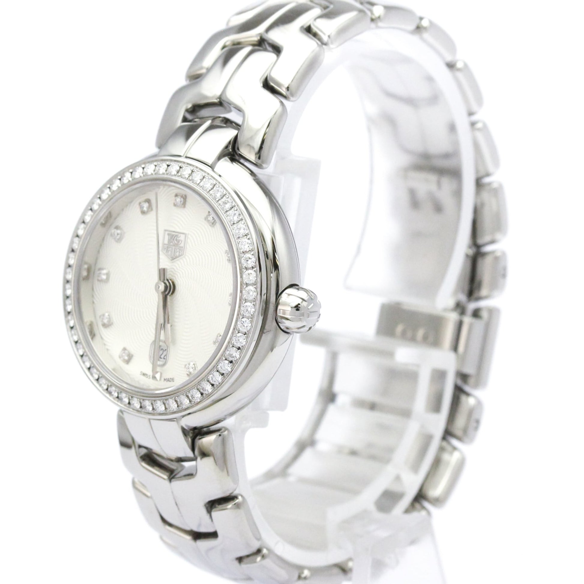 Tag Heuer Link Quartz Watch Stainless Steel with Diamond Bezel and Markers and Mother of Pearl 29