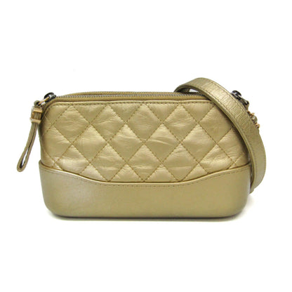 Sac porté épaule Chanel Gabrielle Double Zip Clutch with Chain cuir or — Occasion