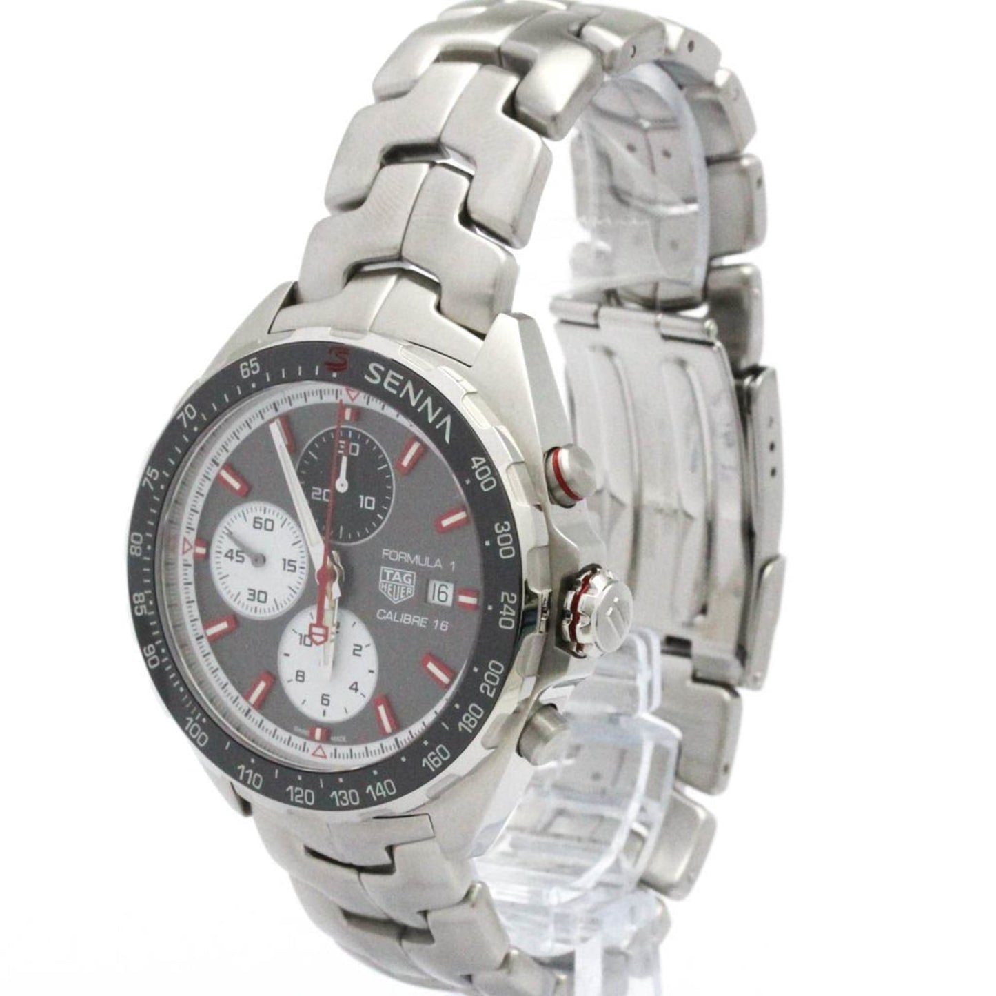 Tag Heuer Formula 1 Senna Calibre 16 Chronograph Automatic Stainless Steel and Leather 44