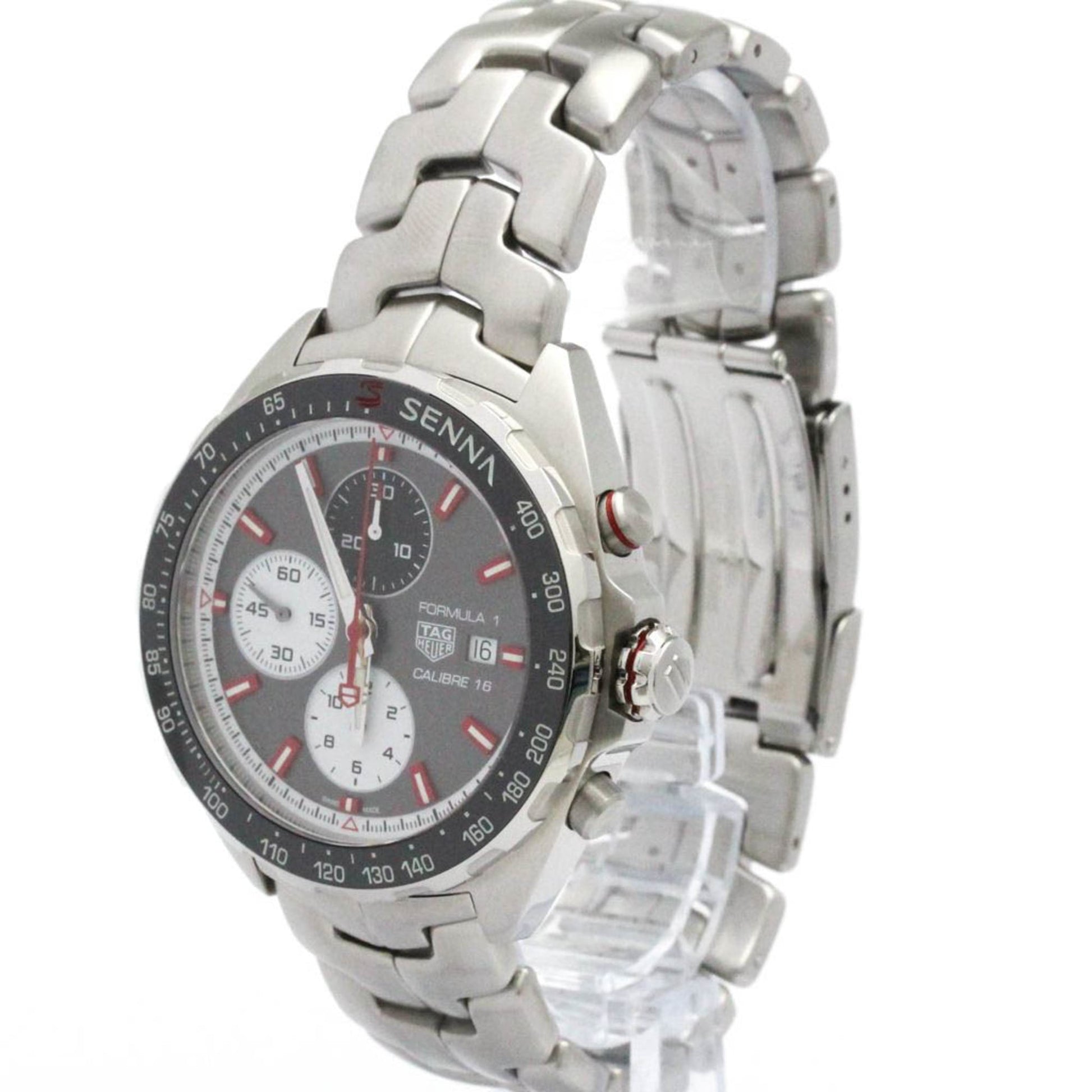 Tag Heuer Formula 1 Senna Calibre 16 Chronograph Automatic Stainless Steel and Leather 44