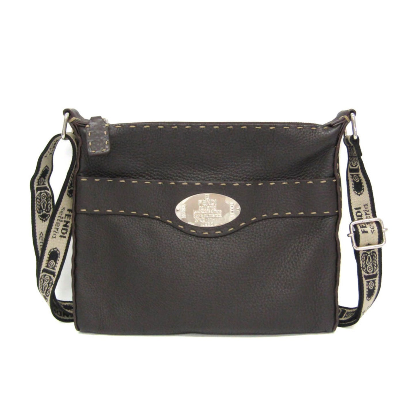 Fendi Vintage Selleria Zip Messenger Leather Small