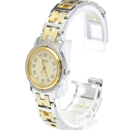 Hermes Clipper Quartz Stainless Steel and Plated Metal 36