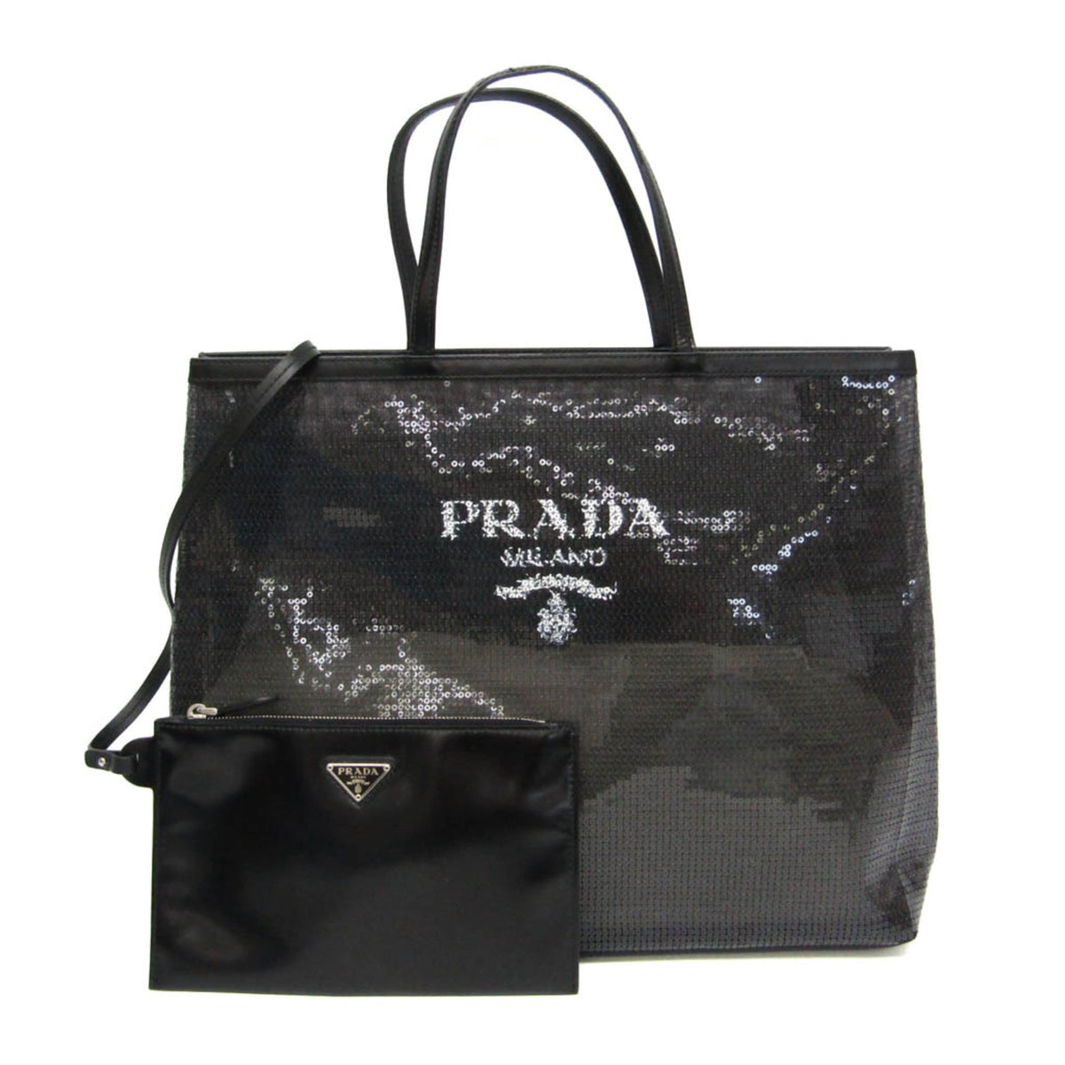 Prada Logo Open Sequined Mesh Large
