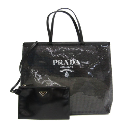 Prada Logo Open Sequined Mesh Large