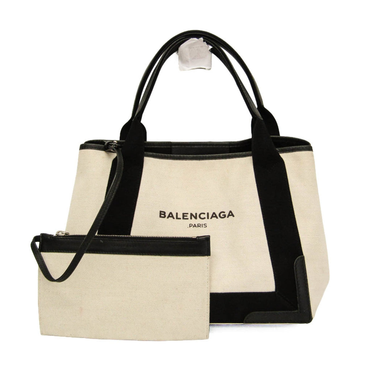 Balenciaga Navy Cabas Canvas with Leather Small