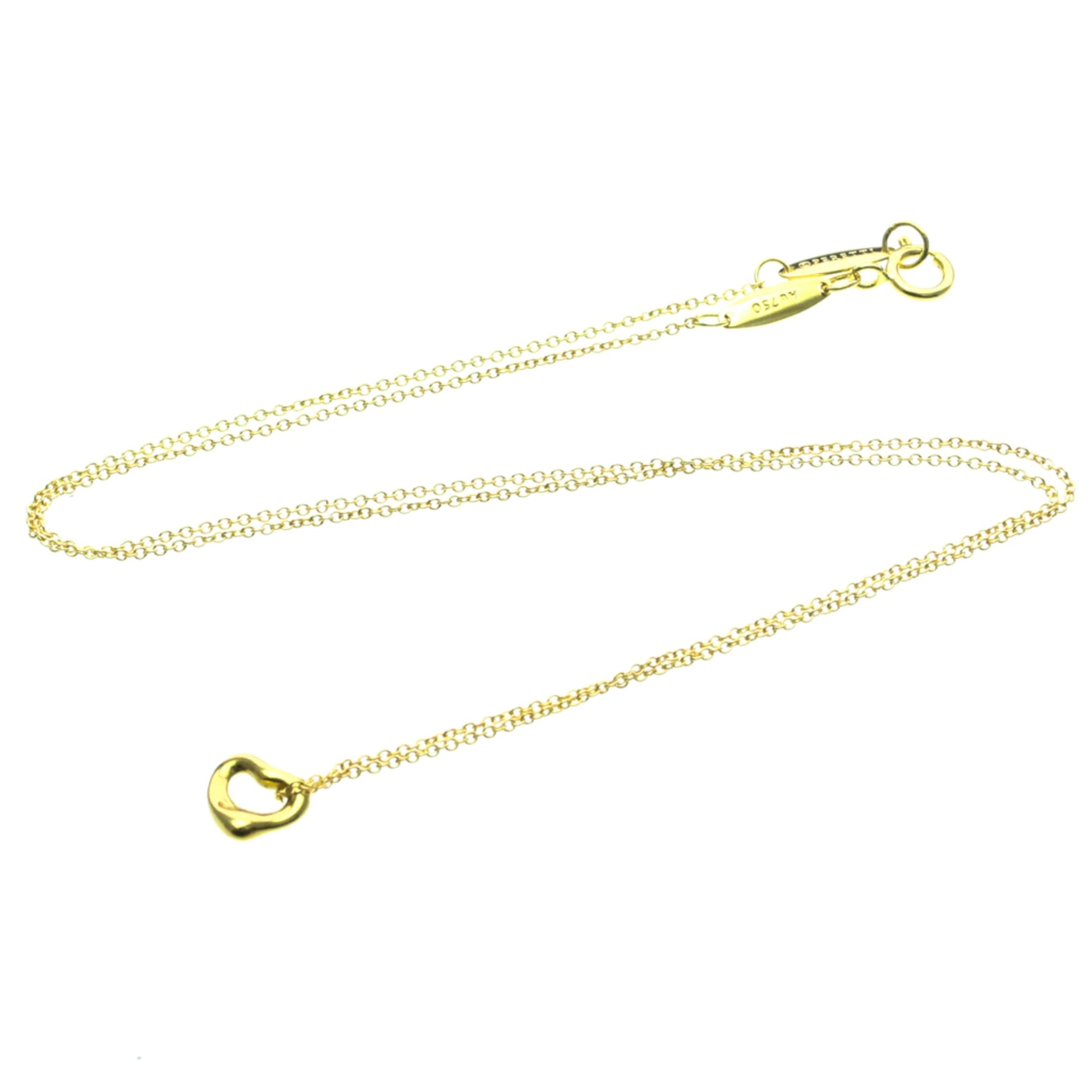 Tiffany & Co. Elsa Peretti Open Heart Pendant Necklace 18K Yellow Gold 7mm