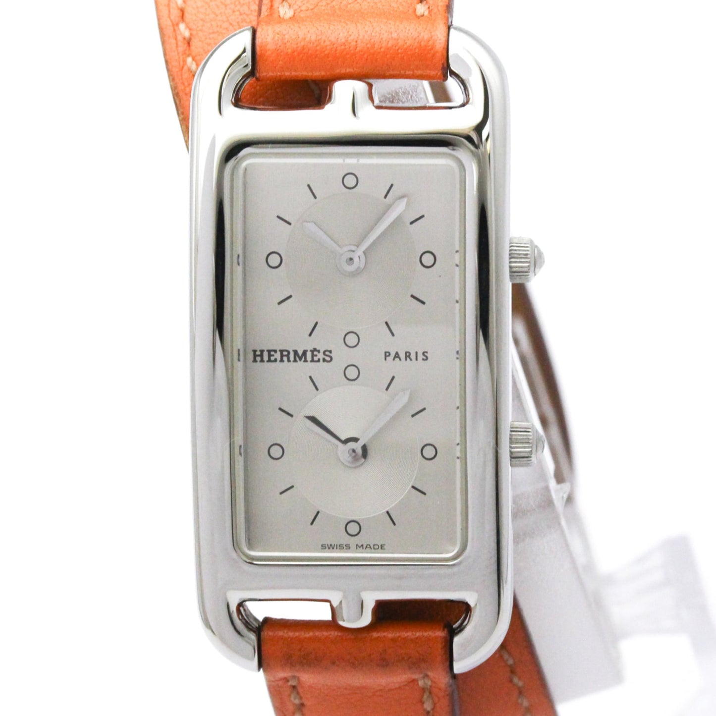 Hermes Cape Cod Double Tour Quartz Stainless Steel and Leather 20