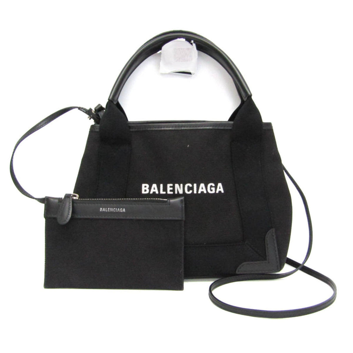 Balenciaga Navy Cabas Canvas with Leather Small
