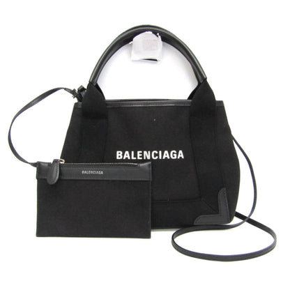 Balenciaga Navy Cabas Canvas with Leather Small