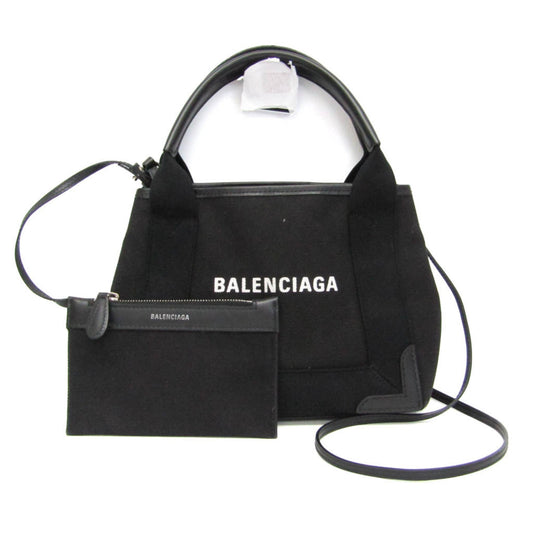 Balenciaga Navy Cabas Canvas with Leather Small