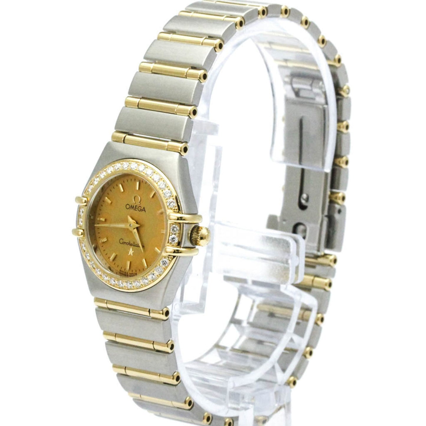 Omega Constellation Quartz Watch Stainless Steel and Yellow Gold with Diamond Bezel and Mother of Pearl 23