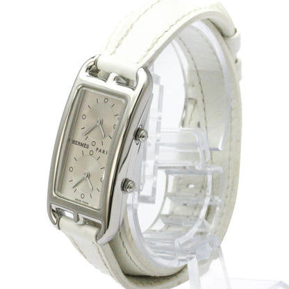 Hermes Cape Cod Deux Zones Double Tour Quartz Watch Stainless Steel and Leather 20