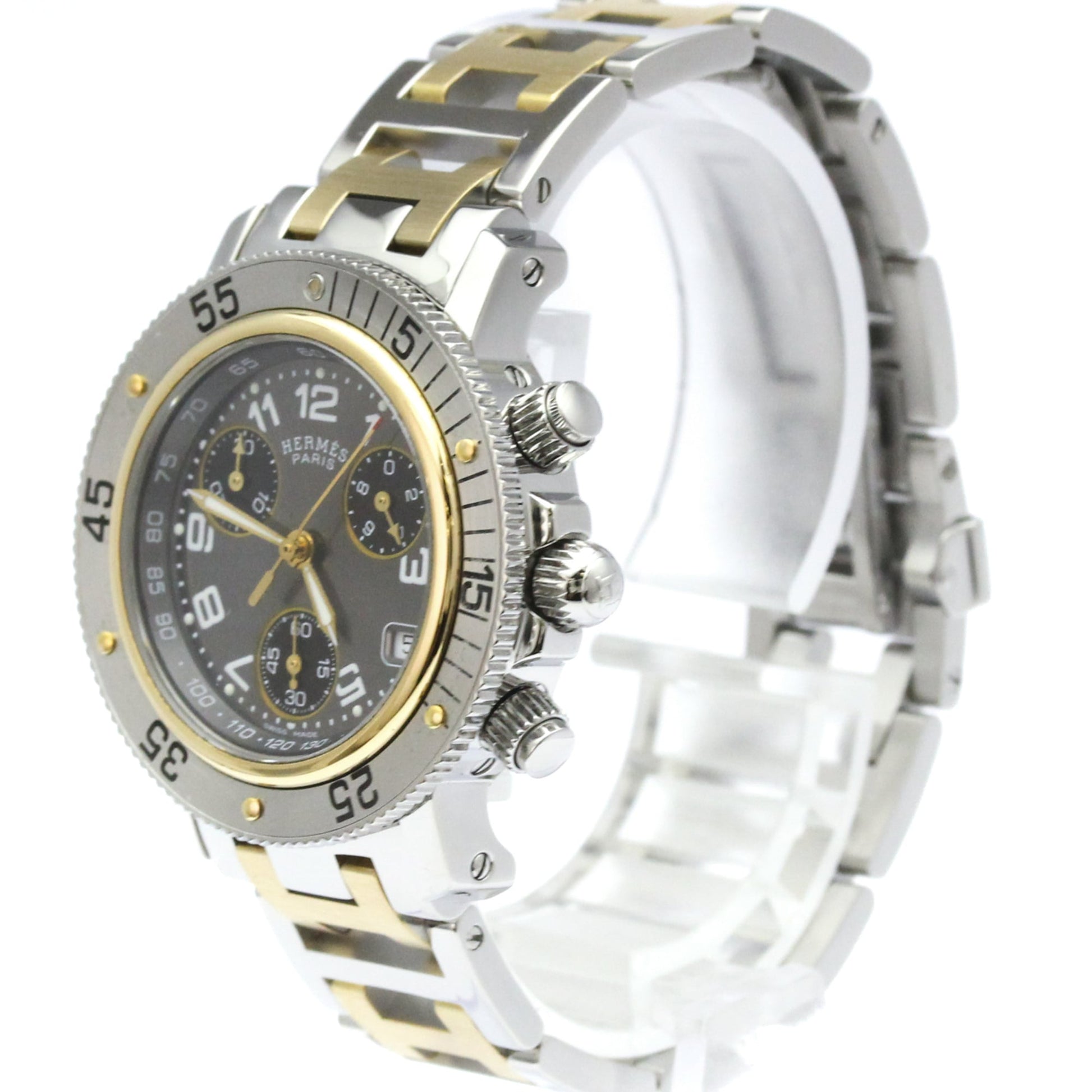 Hermes Clipper Quartz Stainless Steel with Plated Metal 33