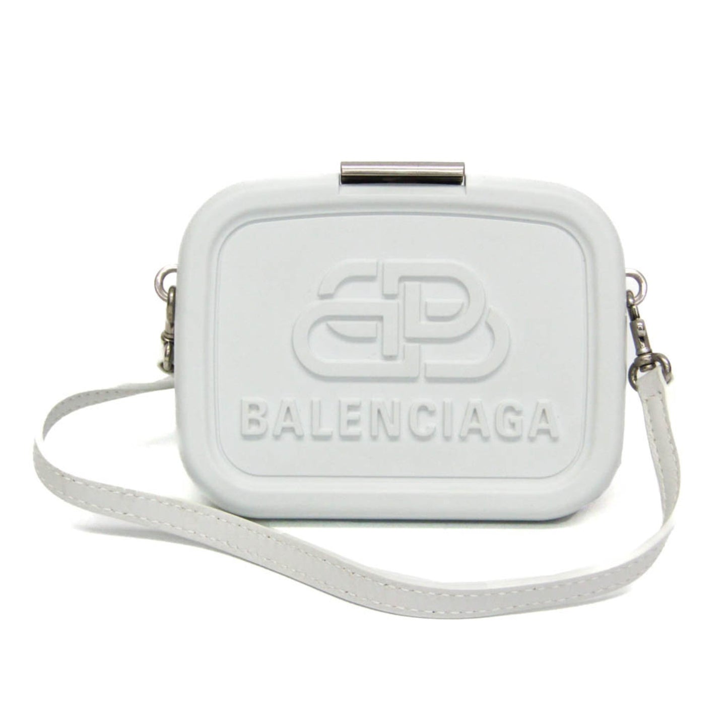 Sac porté épaule Balenciaga Logo Lunch Box Bag Mini plastic white — Occasion