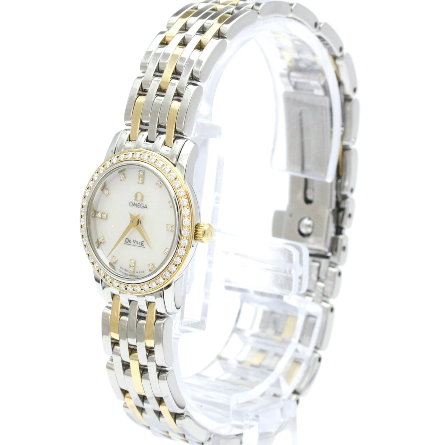 Omega De Ville Prestige Quartz Stainless Steel and Yellow Gold with Diamond Bezel and Markers 22