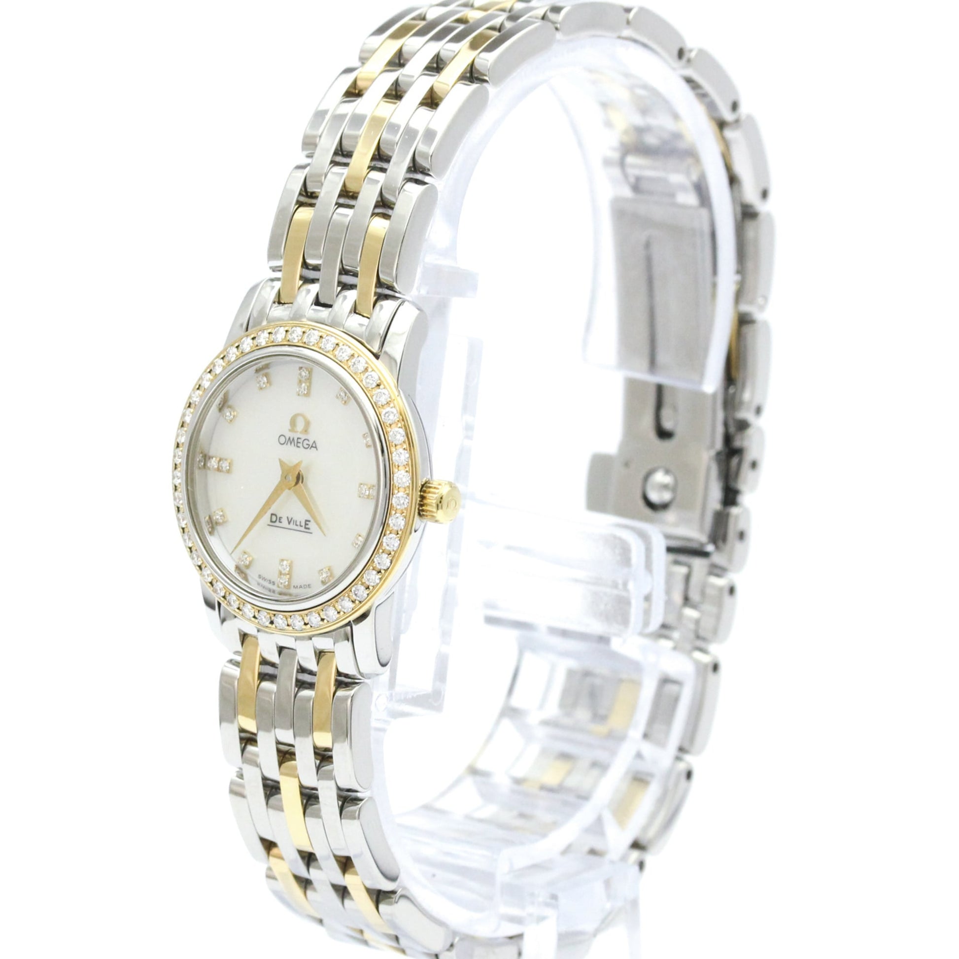Omega De Ville Prestige Quartz Stainless Steel and Yellow Gold with Diamond Bezel and Markers 22
