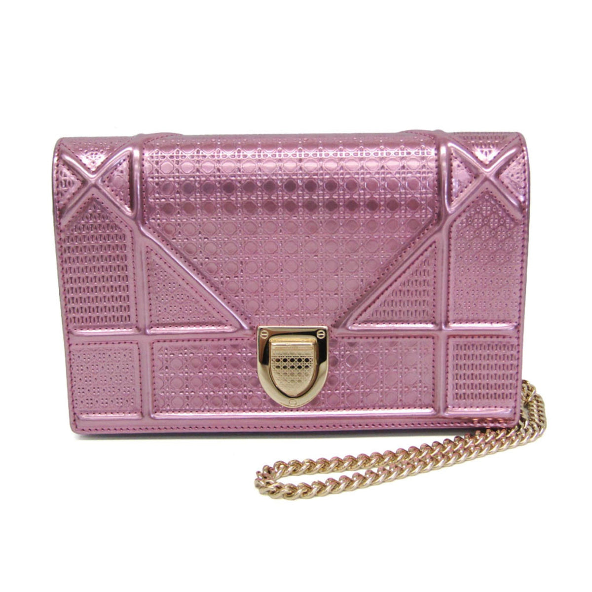 Christian Dior Diorama Wallet on Chain Metallic Distressed Calfskin Product Image