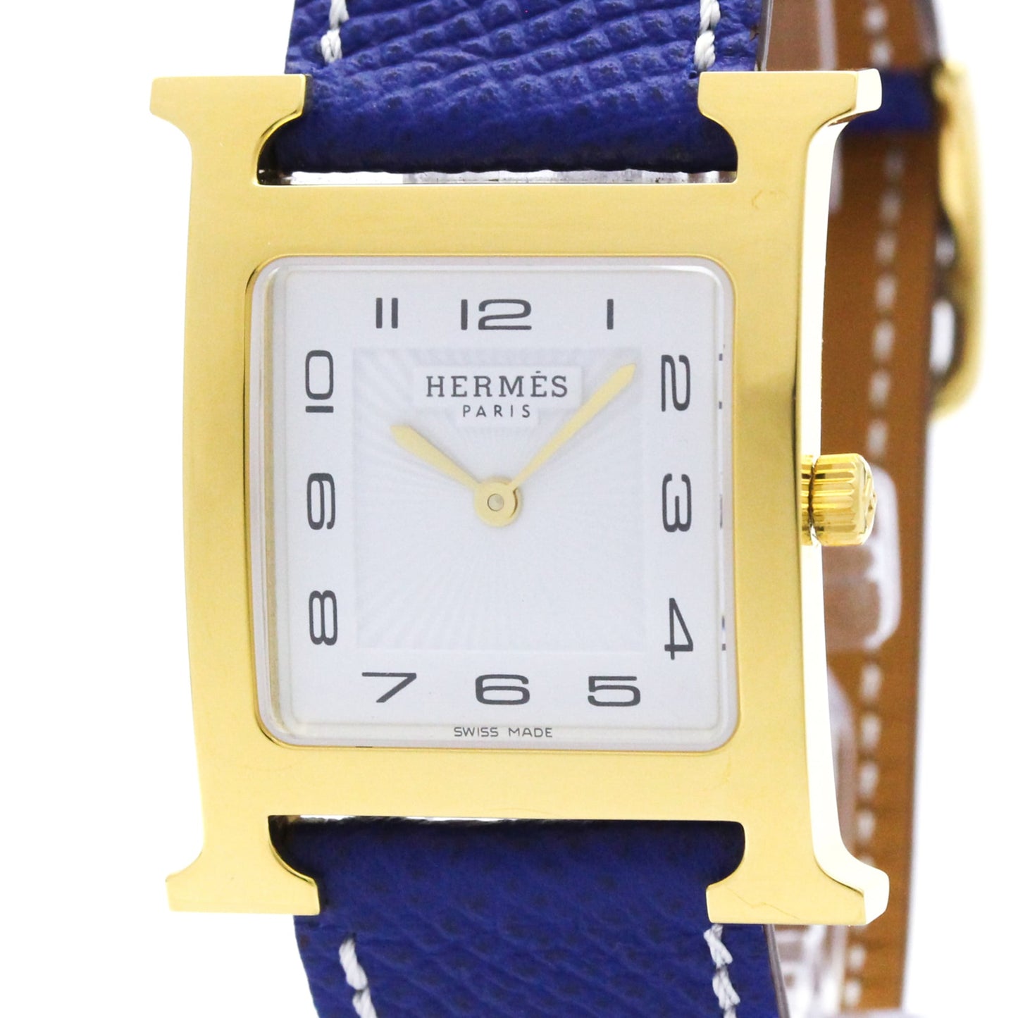 Hermes Heure H Quartz Plated Metal and Leather 26