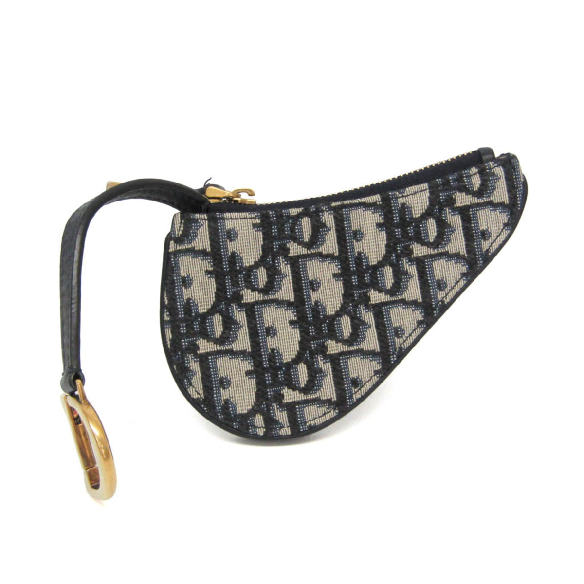 Christian Dior Vintage Saddle Zip Coin Purse Diorissimo Canvas Mini