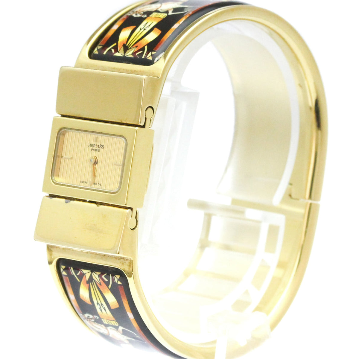 Hermes Loquet Quartz Plated Metal and Printed Enamel 20