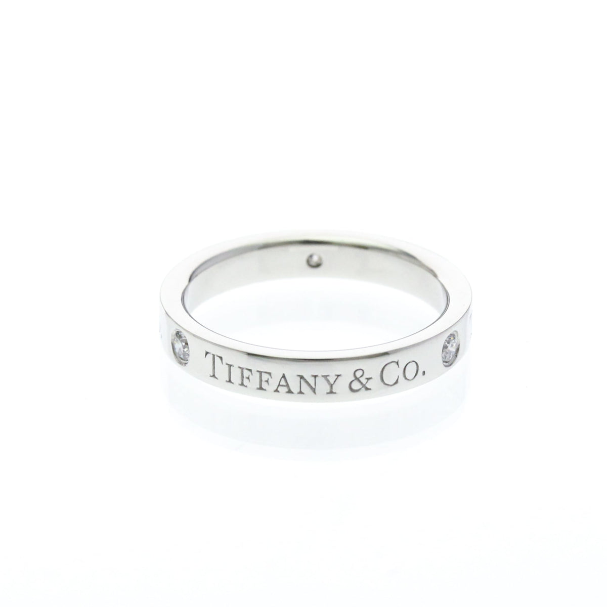 Tiffany & Co. Logo Band Platinum and Diamonds 4mm