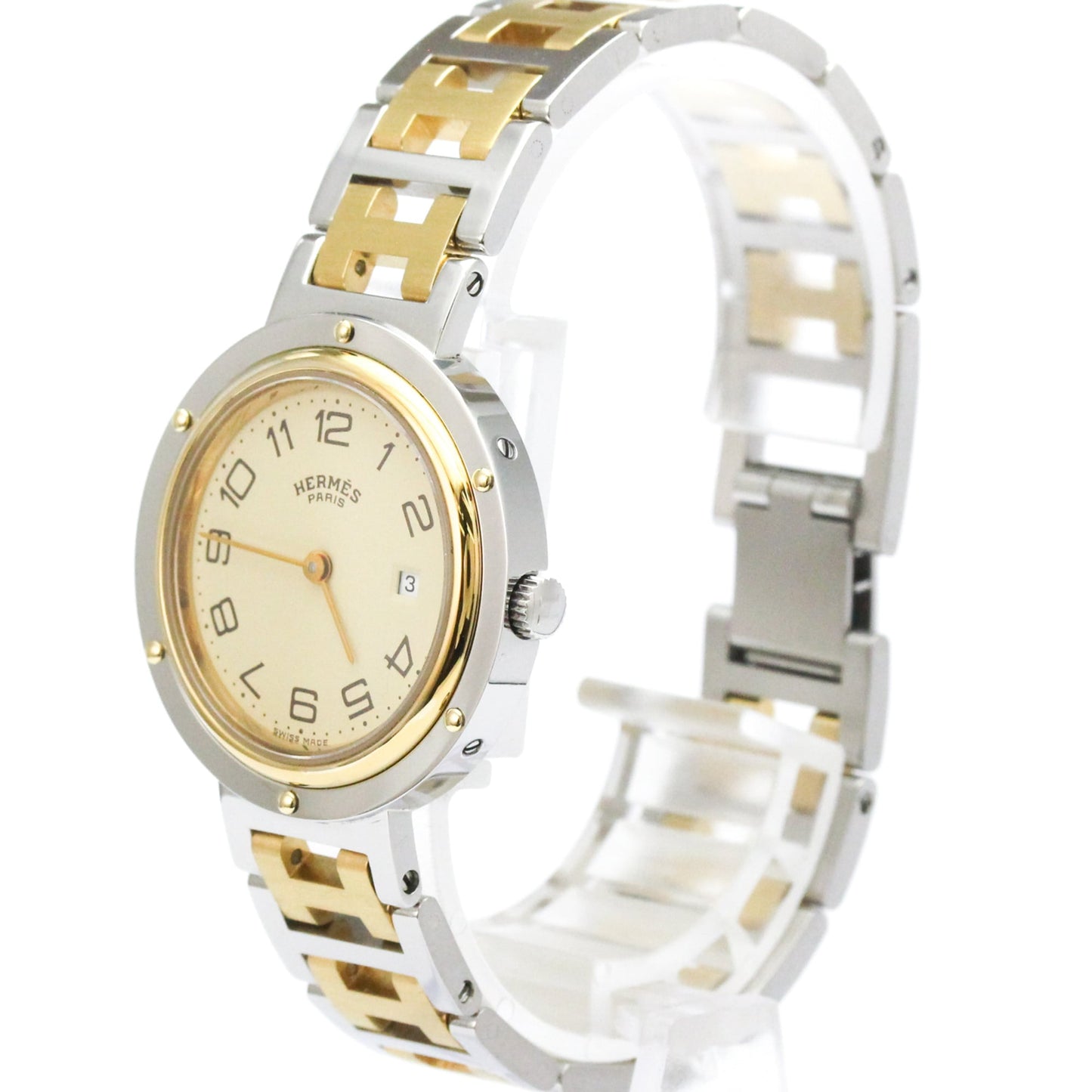 Hermes Clipper Quartz Stainless Steel with Plated Metal 31