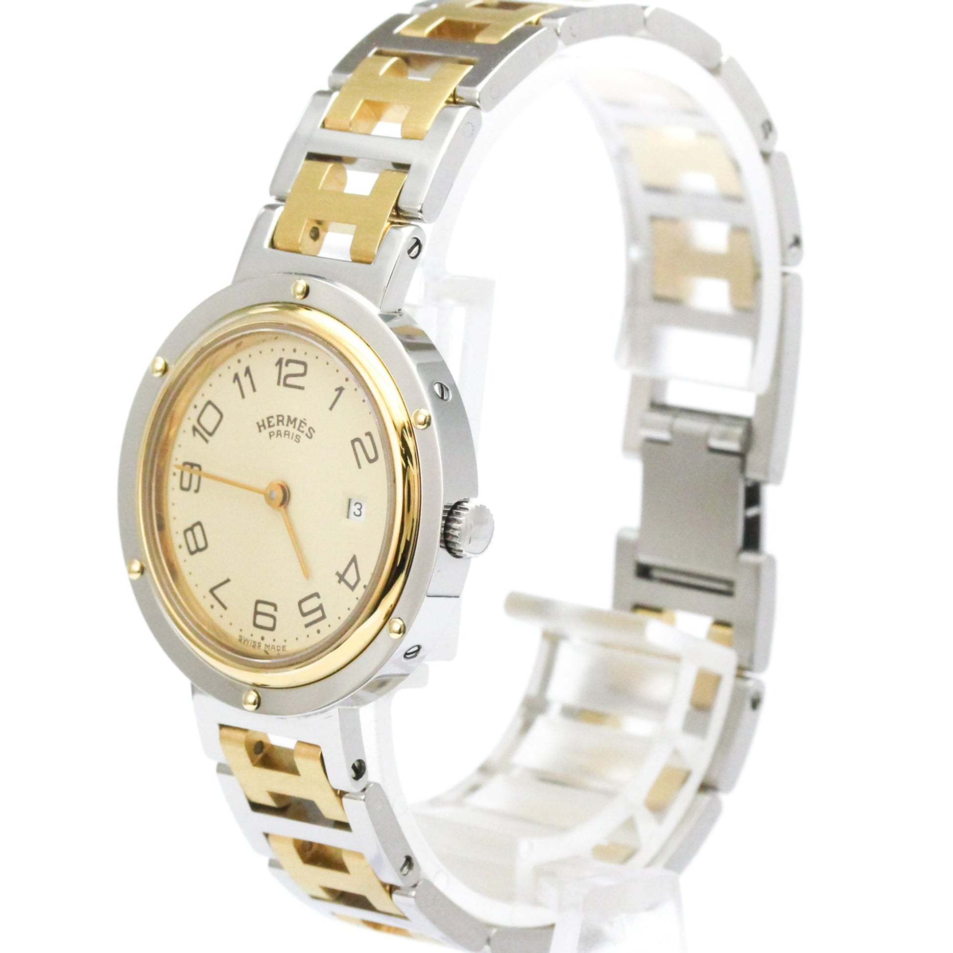 Hermes Clipper Quartz Stainless Steel with Plated Metal 31