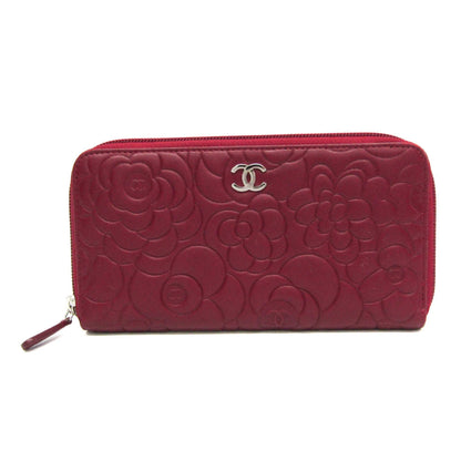 Portefeuille Chanel Camellia Zip Around Organizer Long cuir bordeaux — Occasion