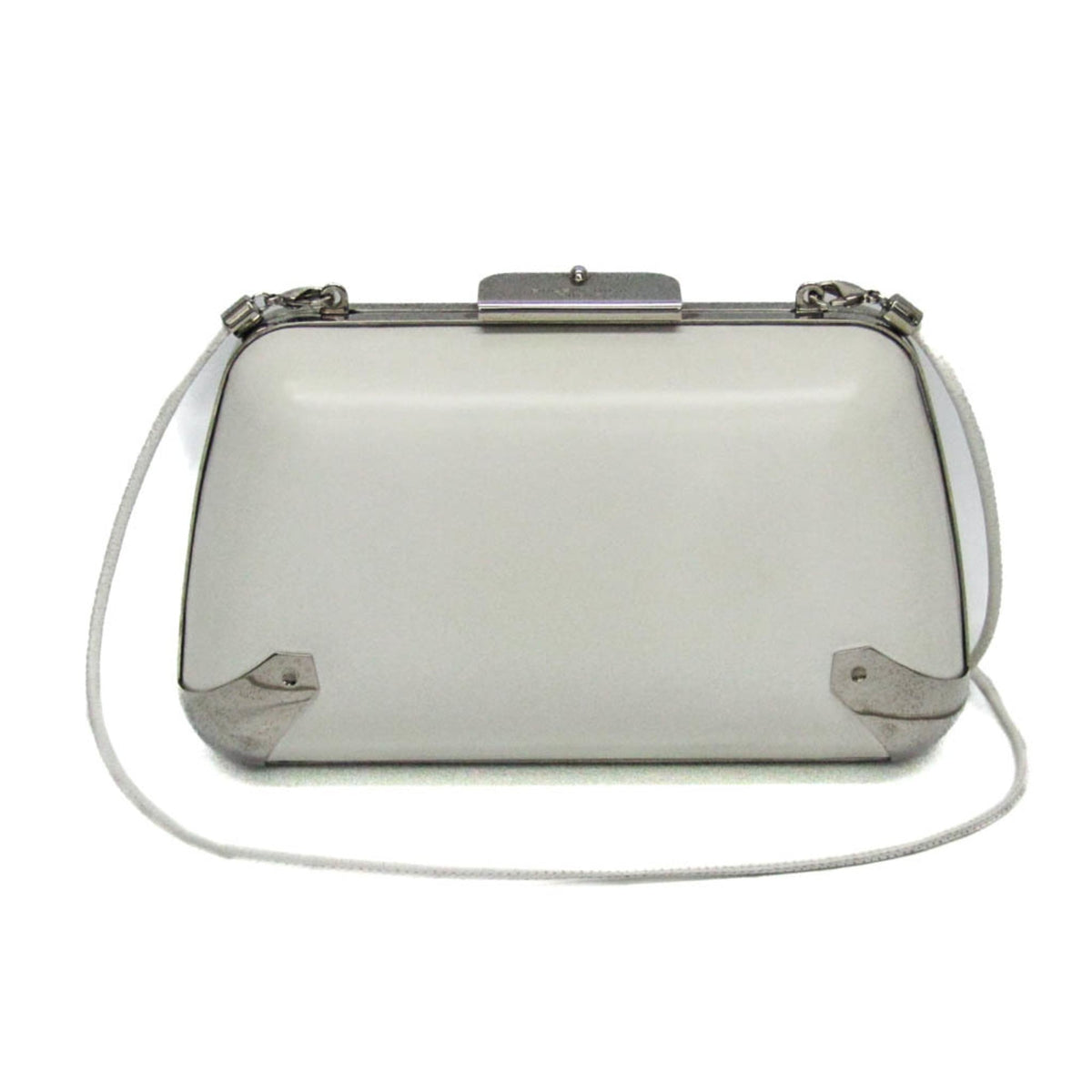 Balenciaga Hard Case Clutch Leather with Metal Detail Small