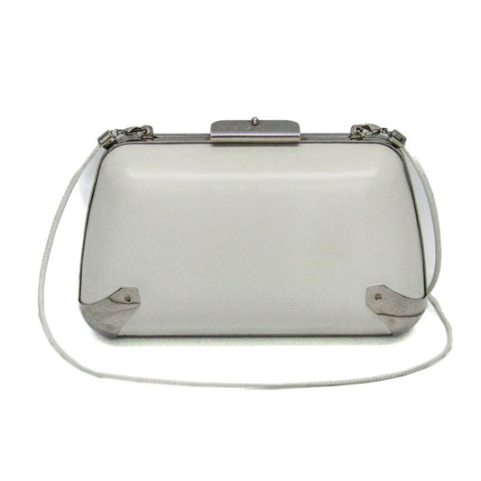 Balenciaga Hard Case Clutch Leather with Metal Detail Small