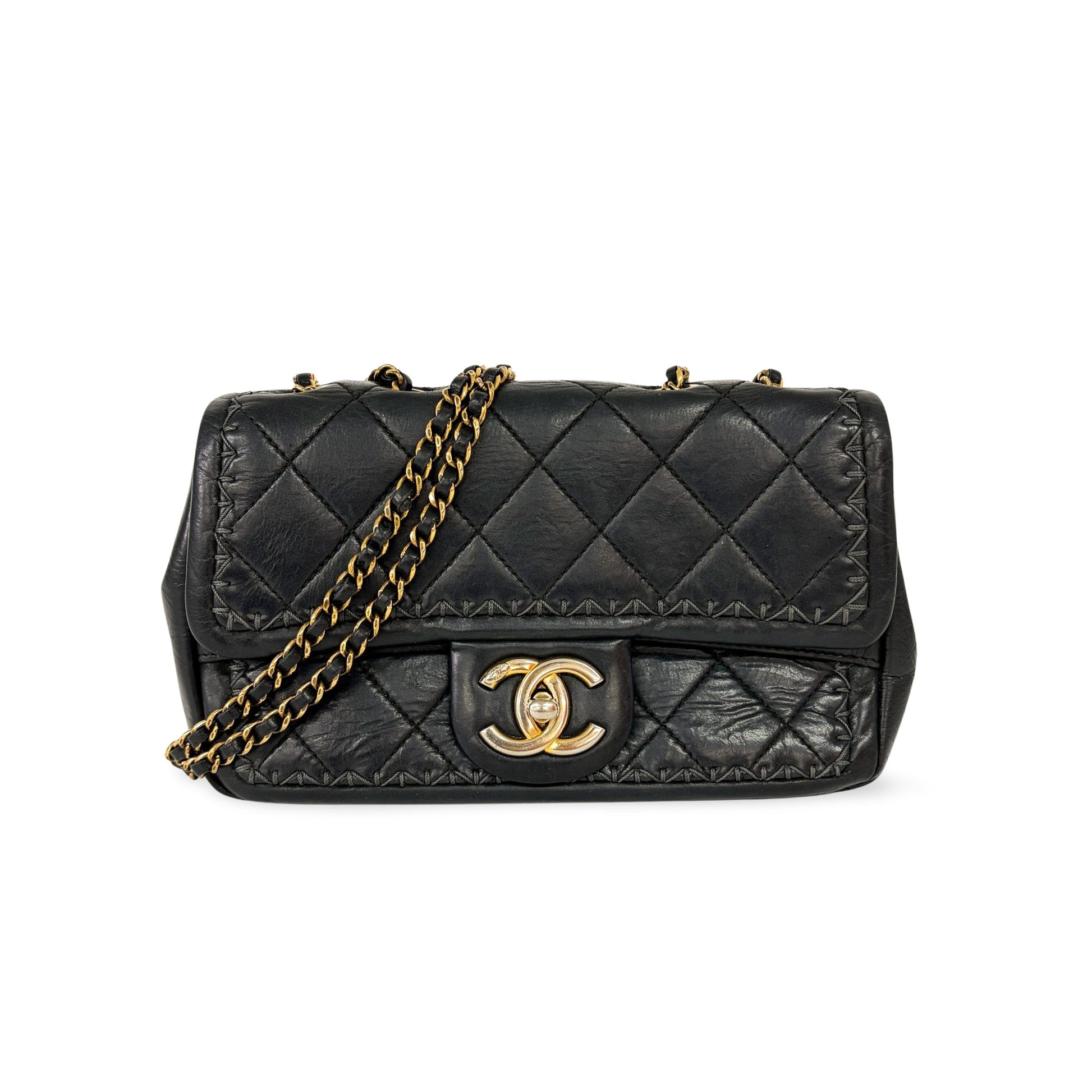 Chanel Whipstitch Quilted Velvet Calfskin Small