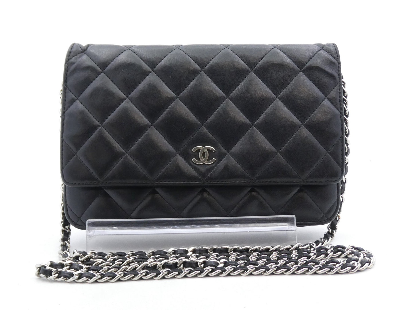 Chanel Coco Wallet on Chain Fringe Chevron Denim Product Image