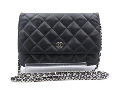Chanel Coco Wallet on Chain Fringe Chevron Denim Product Image