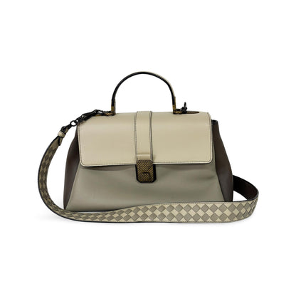 Bottega Veneta Piazza Top Handle Leather with Intrecciato Detail Medium