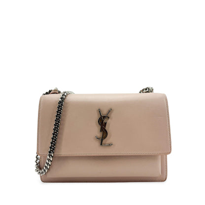 Saint Laurent Sunset Crossbody Bag Crackled Metallic Leather Small