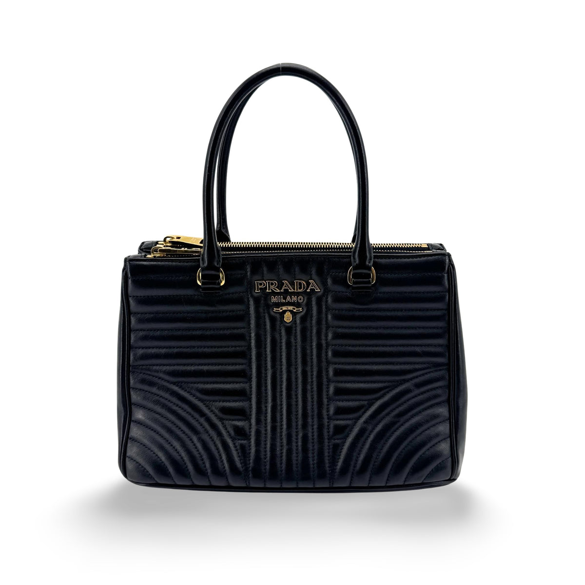 Prada Double Zip Tote Diagramme Quilted Leather Medium