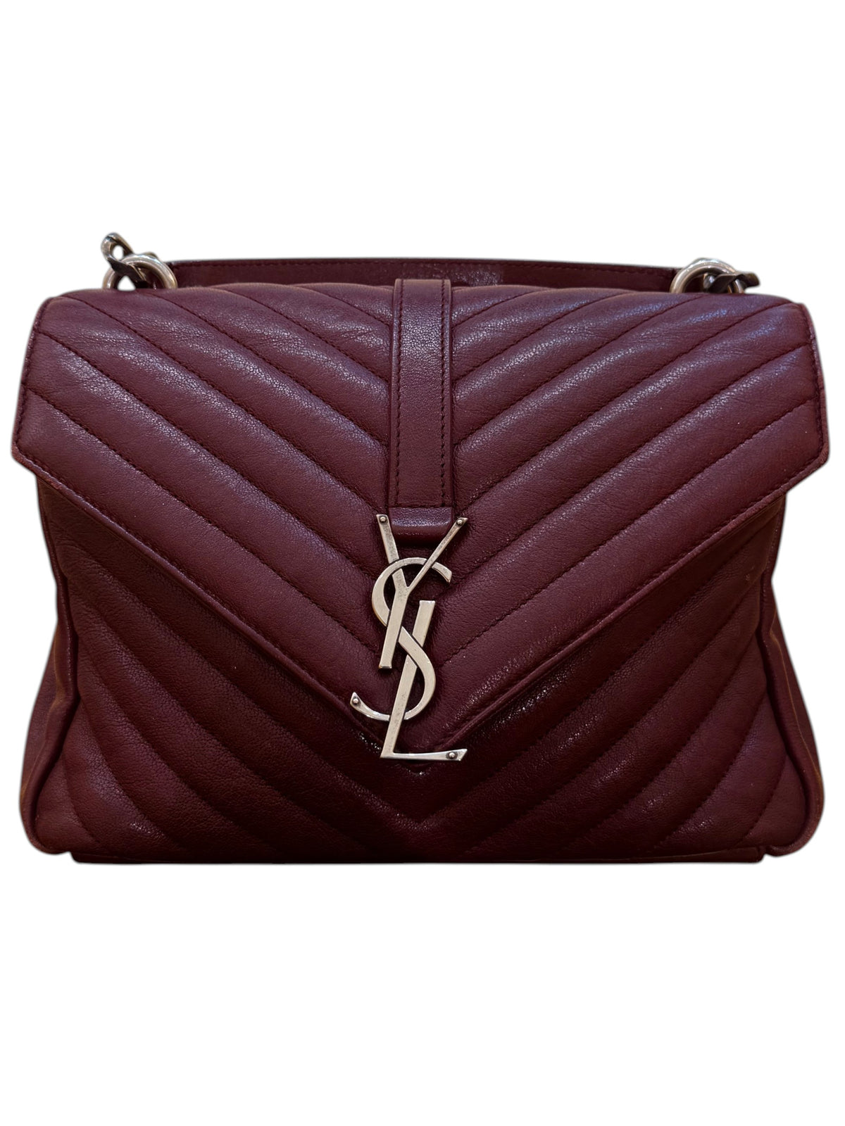 Saint Laurent Classic Monogram College Matelasse Chevron Leather Medium