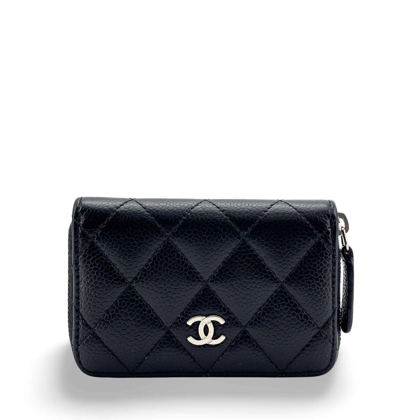 Chanel CC Zip Coin Purse Quilted Aged Calfskin Small