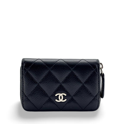 Chanel CC Zip Coin Purse Quilted Aged Calfskin Small