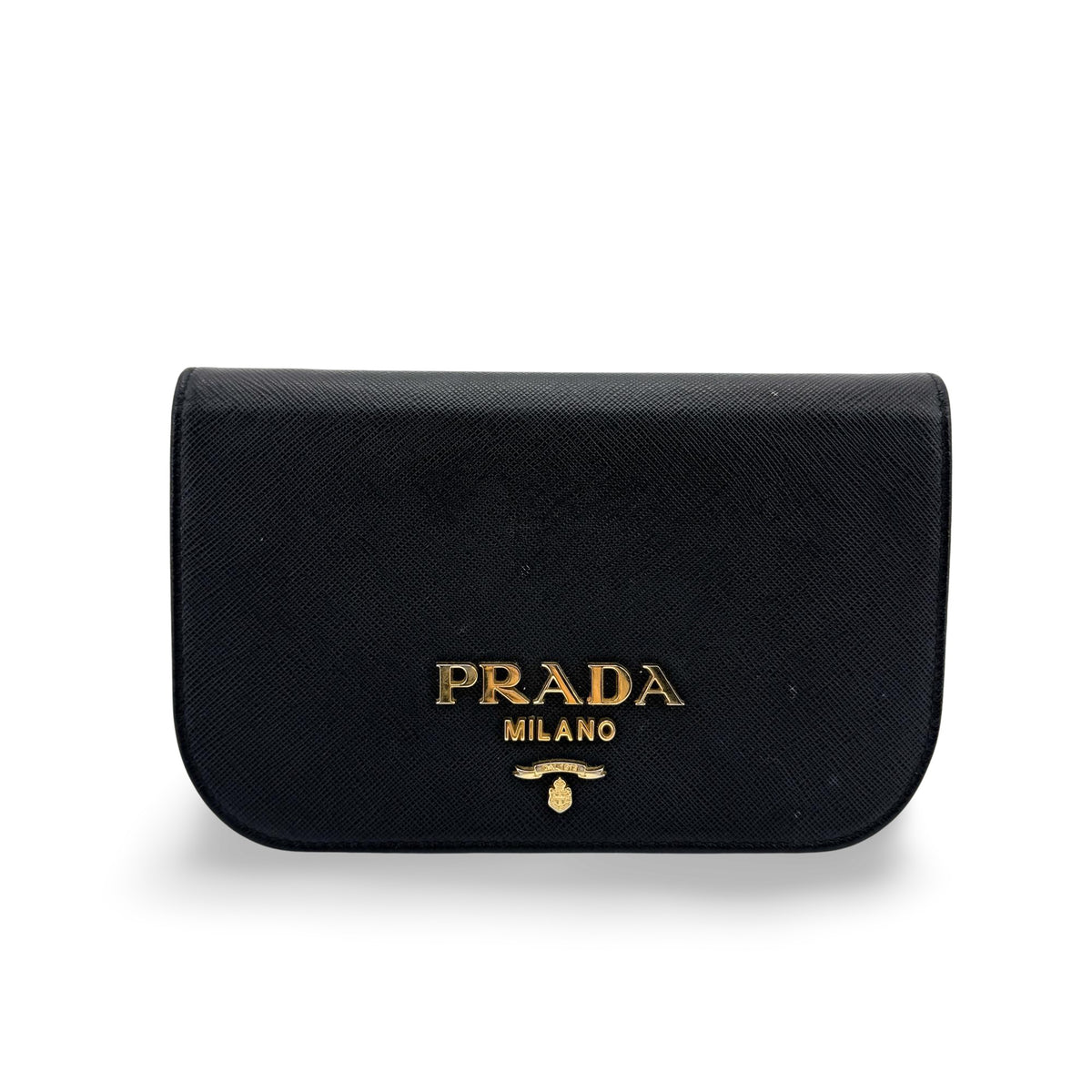 Prada Convertible Flap Clutch Saffiano Leather Small