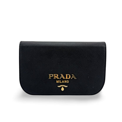 Prada Convertible Flap Clutch Saffiano Leather Small