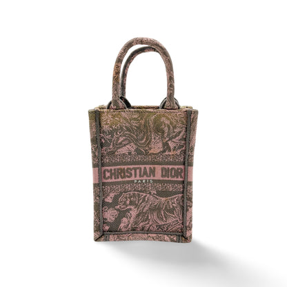 Christian Dior Book Tote Phone Embroidered Canvas Mini