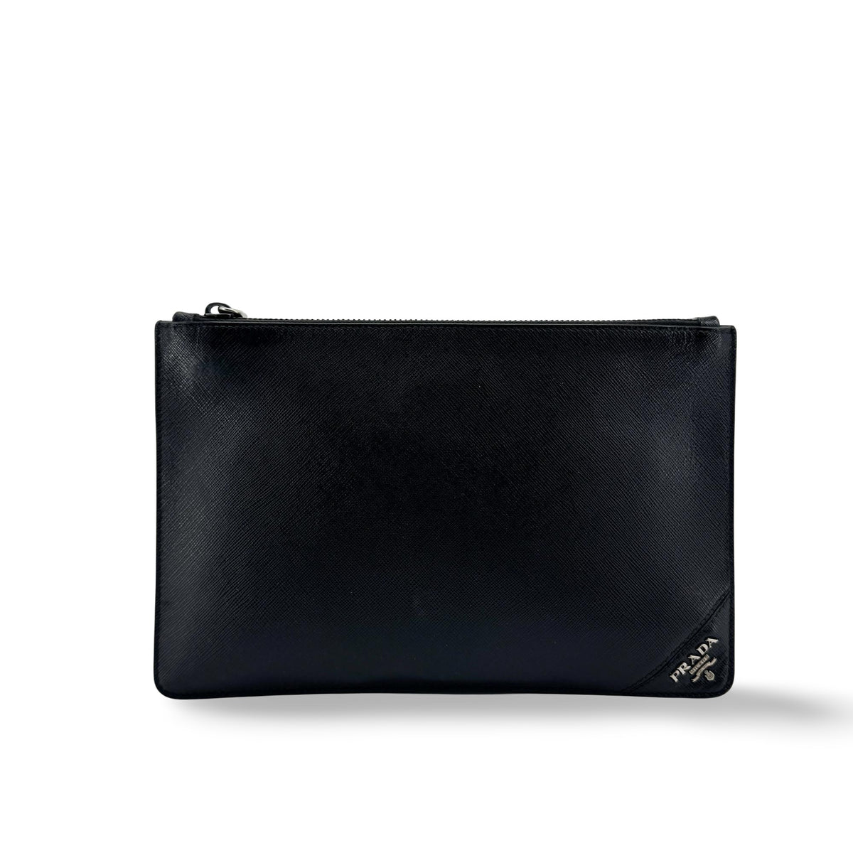 Prada Wristlet Zip Clutch Vitello Daino Medium