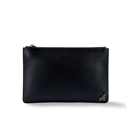 Prada Wristlet Zip Clutch Vitello Daino Medium