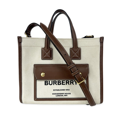 Burberry Freya Shopping Tote Canvas with Leather Mini