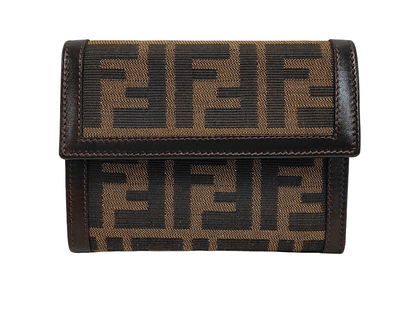Fendi Trifold Flap Zucca Canvas Compact